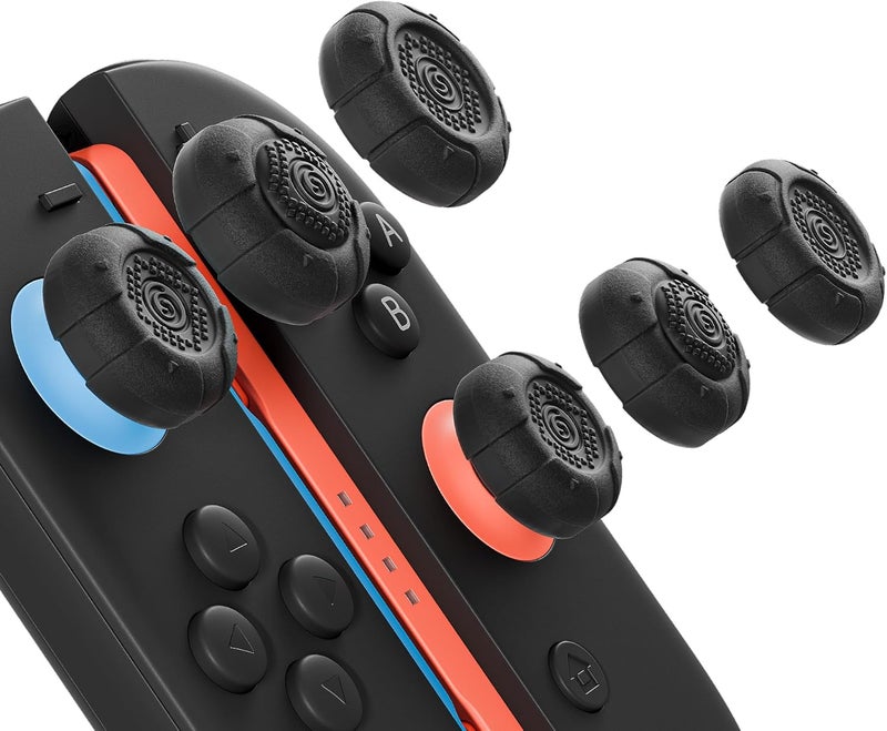 GEEKSHARE G.S.Tac Edge Switch 2 Silicone Thumb Grip Caps Set, Anti-Slip Joystick Cover Caps Compatible with Switch 2 2025, 3 Pairs / 6 pcs - Black - Image 1